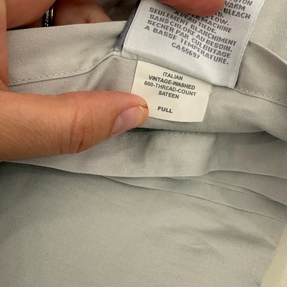 RH Light Gray Full 600 Thread Count Sateen Full Flat Sheet